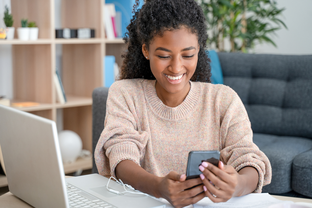 woman using phone