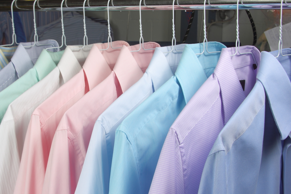 hanging coloured shirts